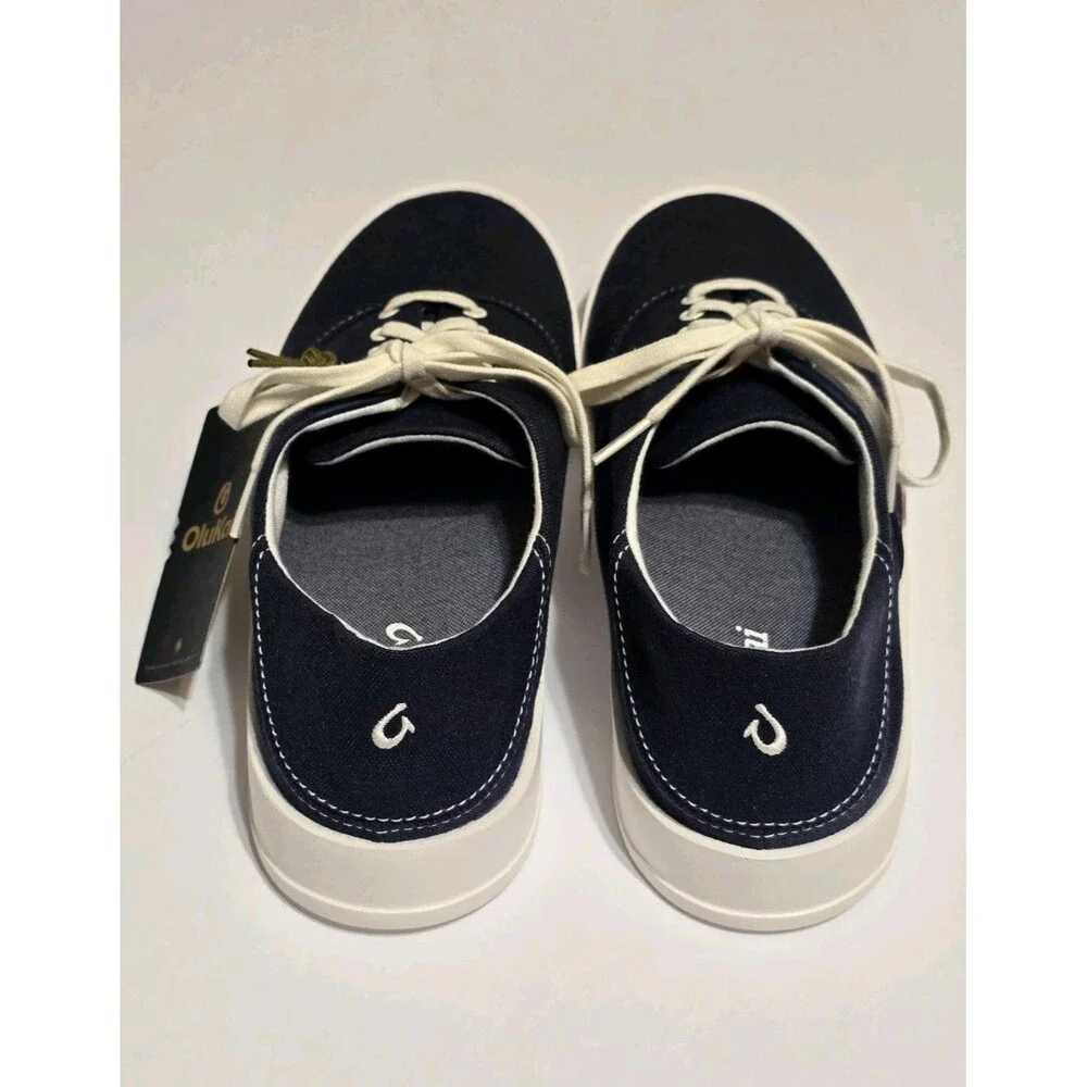 Olukai Tradewind Men's 9 Canvas Shoes Lace Up Boat Beach Sneakers - Indigo NWT